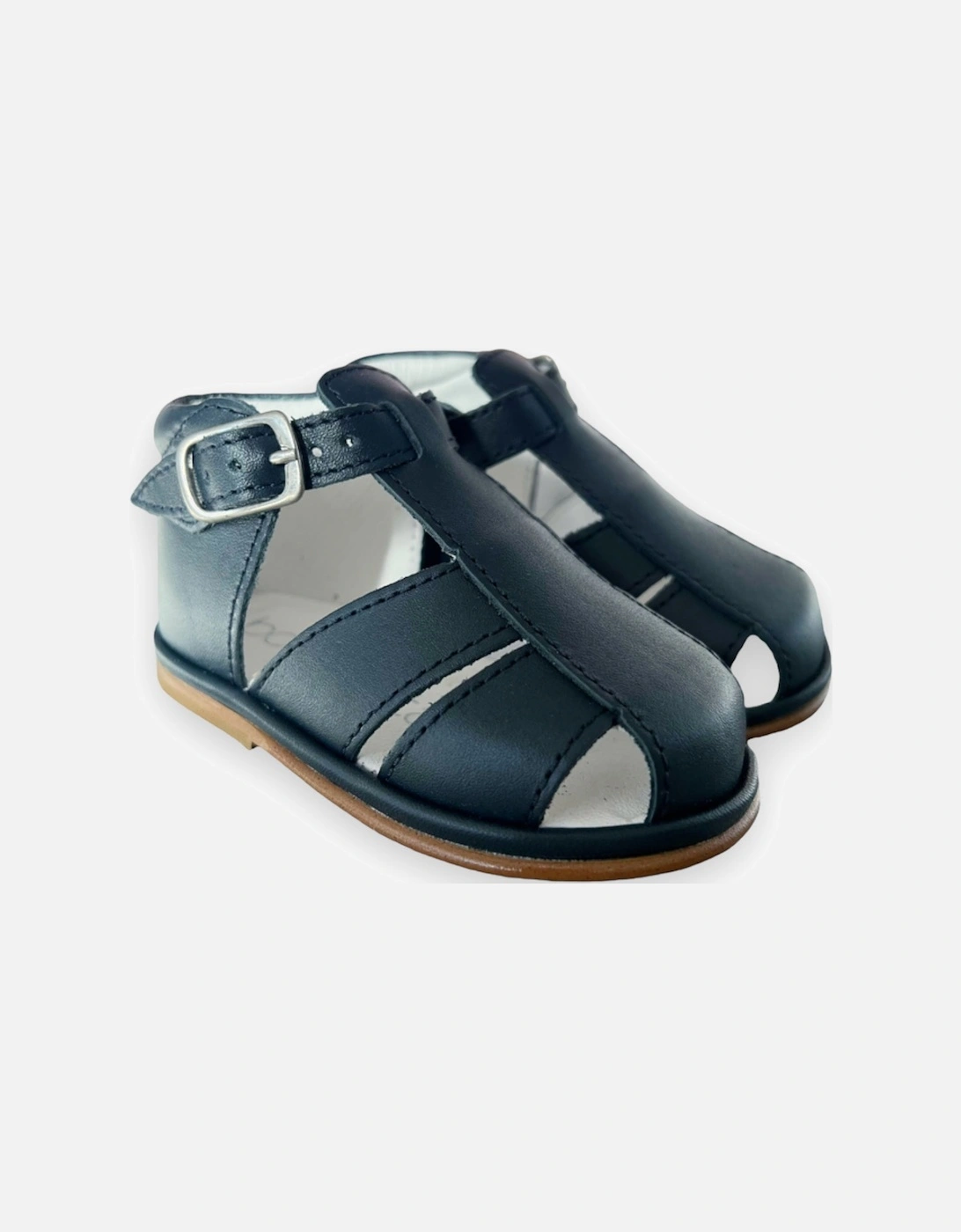 Navy Leather Guy Caged Sandals, 4 of 3