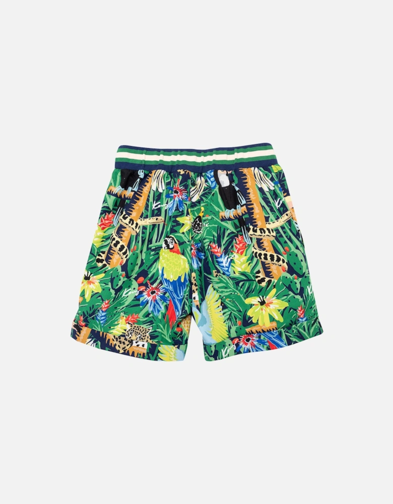 Kids Tropical Print Shorts Green