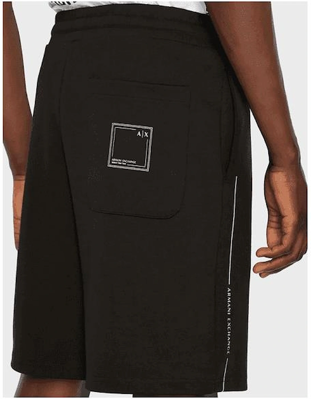 Cotton Print Logo Black Shorts