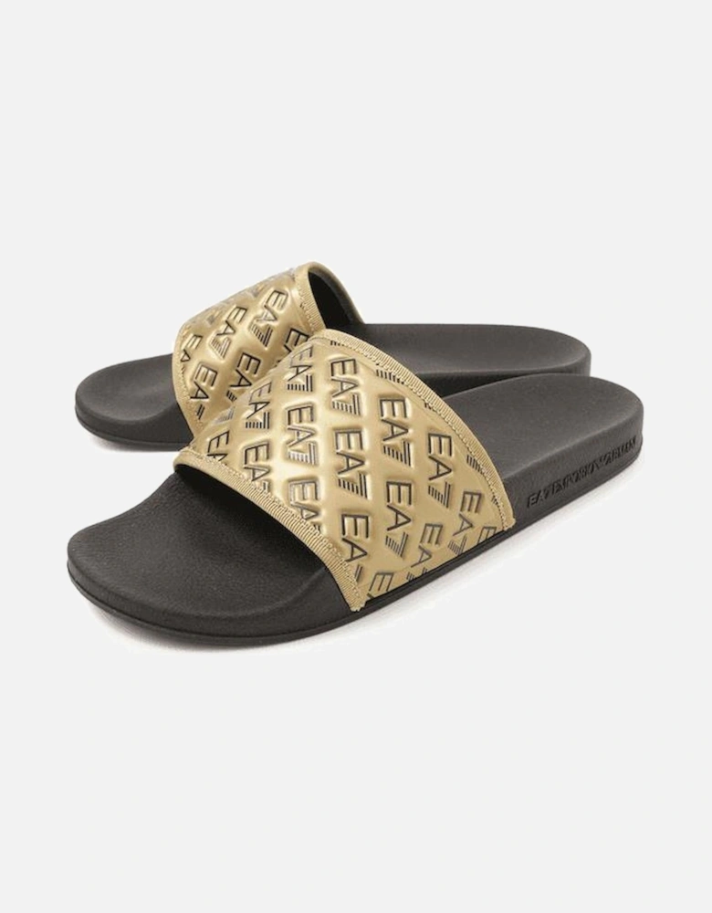 Graphic Monogram Logo Black/Gold Sliders