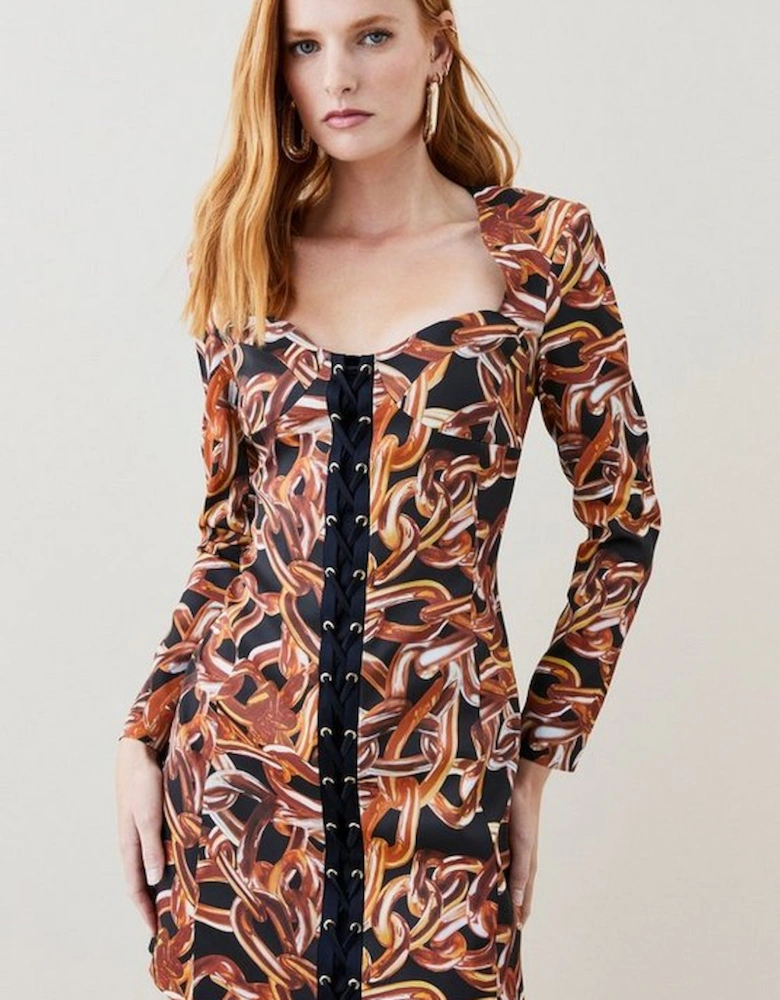 Italian Stretch Chain Print Mini Dress