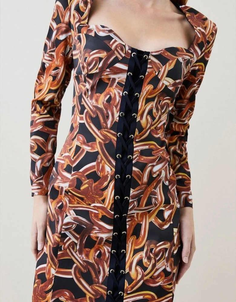 Italian Stretch Chain Print Mini Dress