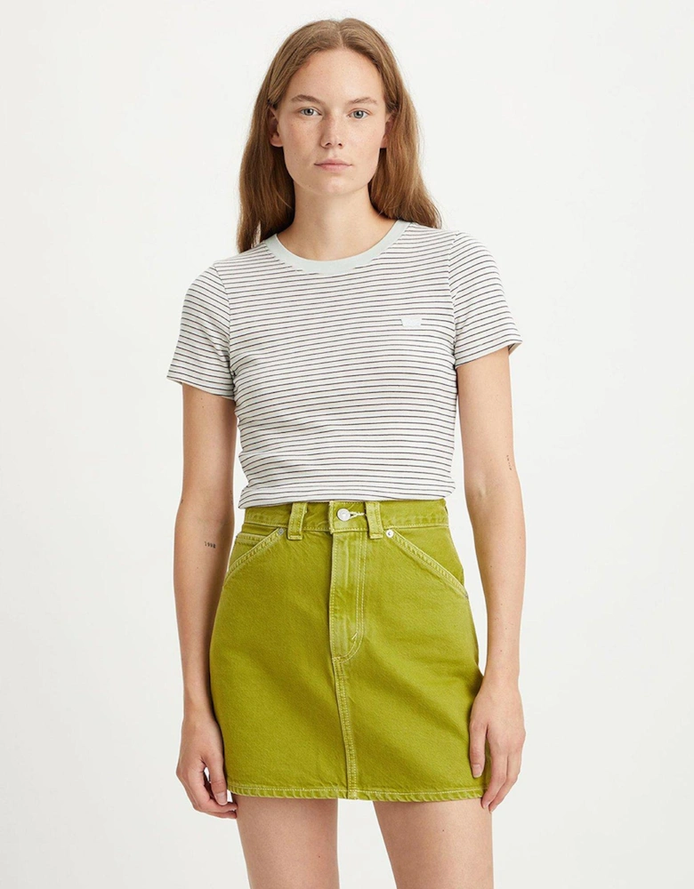 Short Sleeve Rib Baby T-Shirt - Pencil Stripe Peach Melba