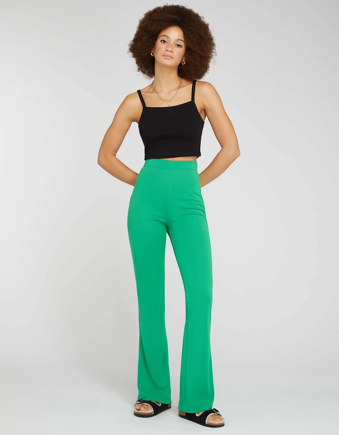 Thallo Flare Trousers in Grass Green, 6 of 5