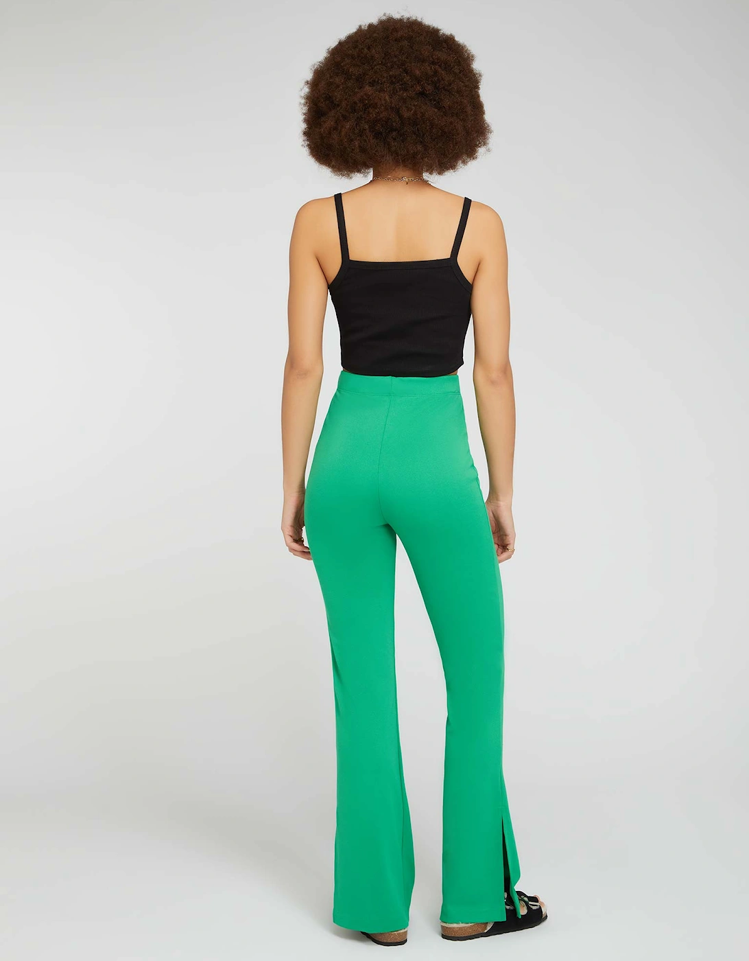 Thallo Flare Trousers in Grass Green