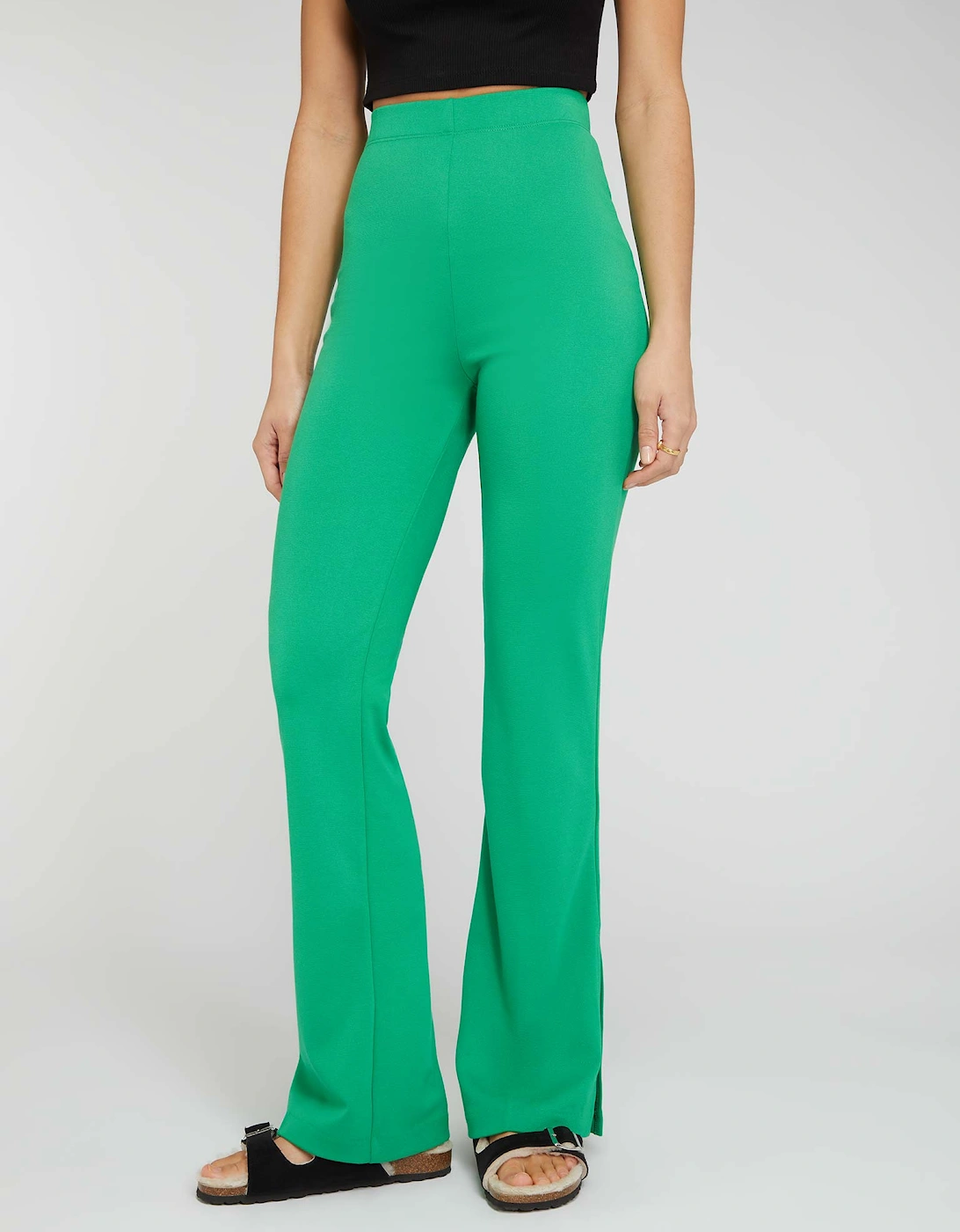 Thallo Flare Trousers in Grass Green