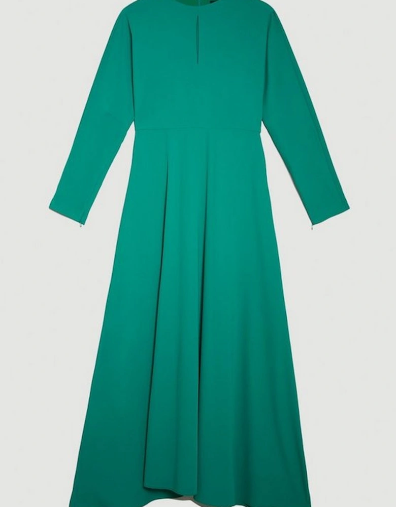 Keyhole Crepe Soft Tailored Split Detail Maxi Dress