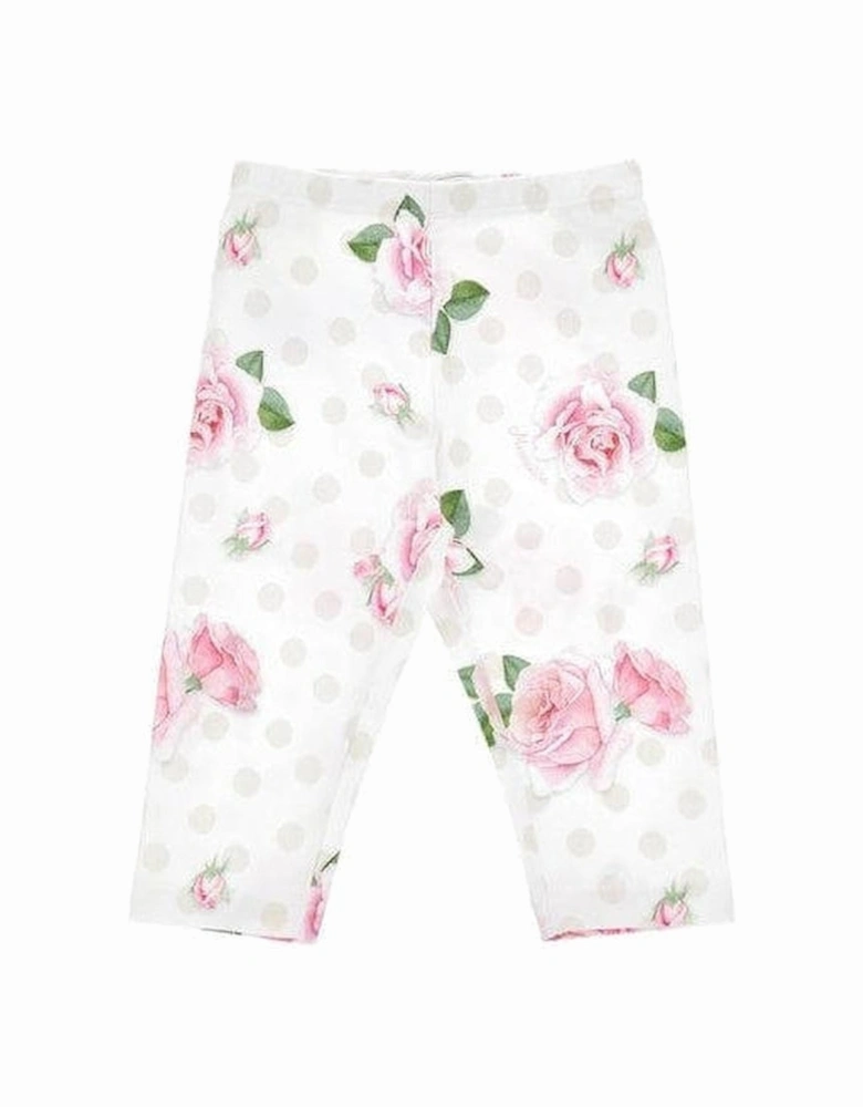 Baby Girls White Floral Leggings