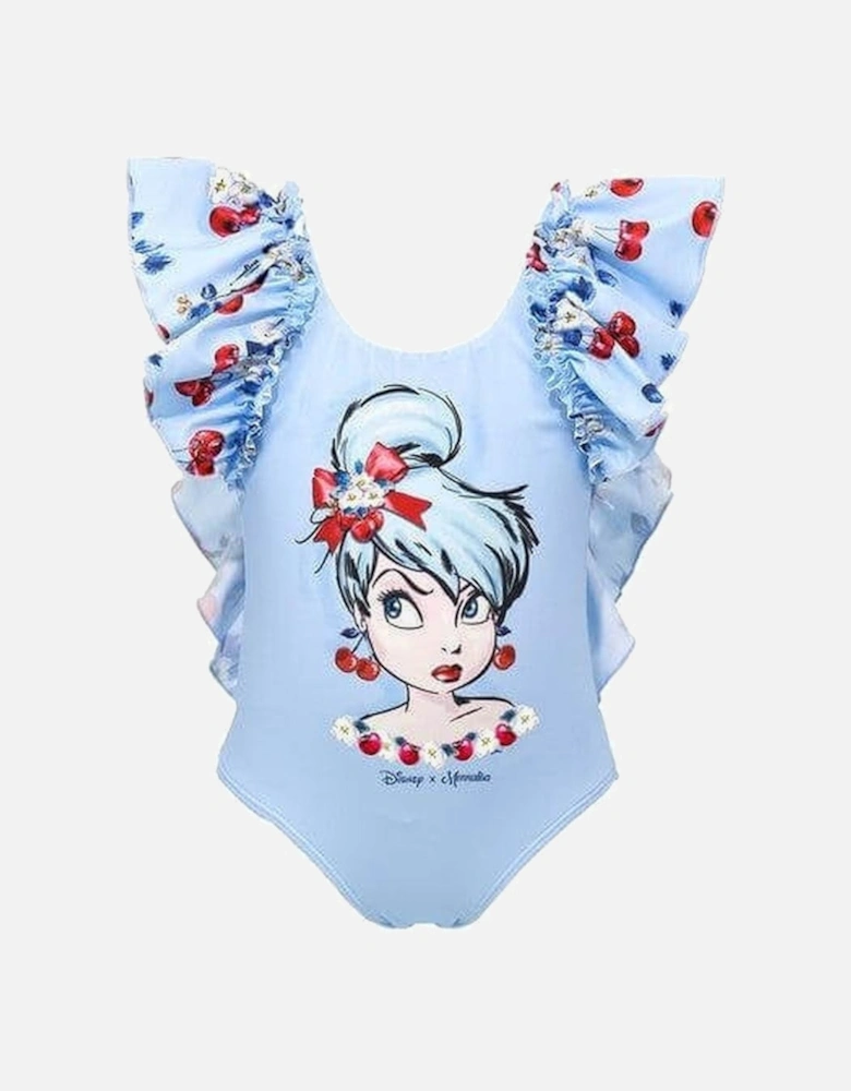 Girls Blue Tinkerbell Swimming Costume