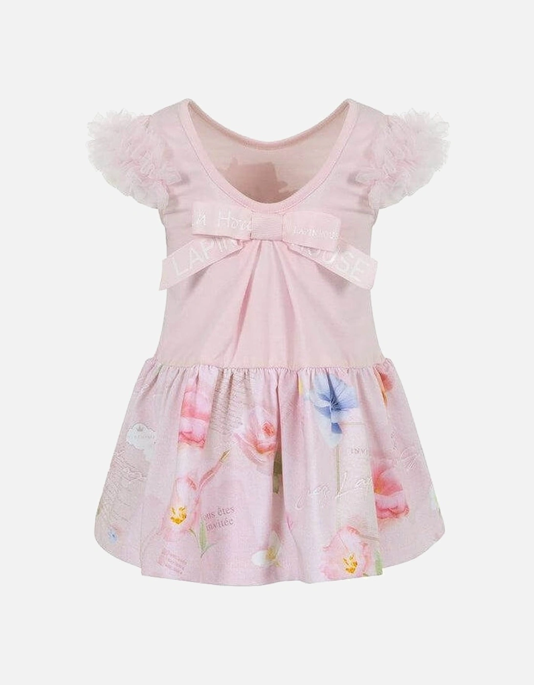 Girls Pink Cotton Floral Dress, 3 of 2