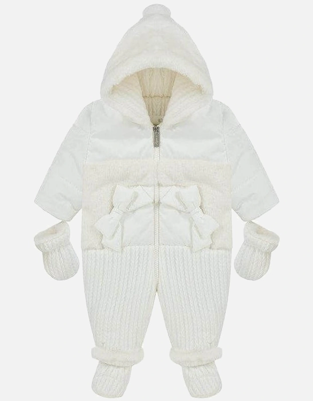 Baby Girls Cream Snowsuit, 3 of 2