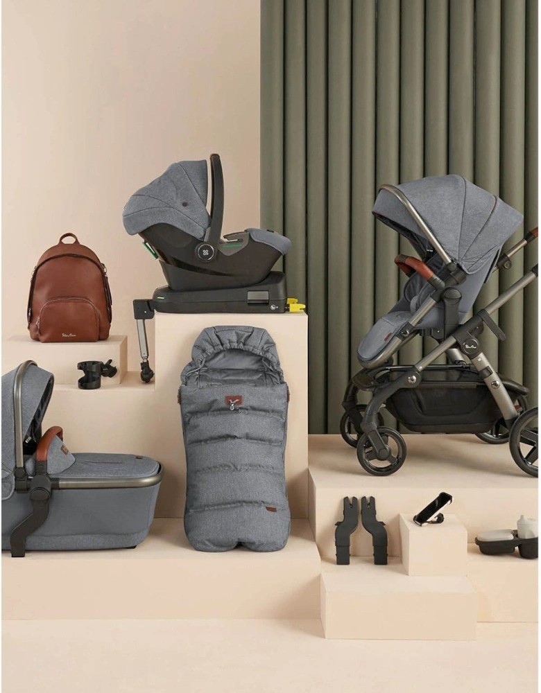 Silver Cross Wave Single to Double Travel System, Ultimate Pack incl. Car Seat - Lunar