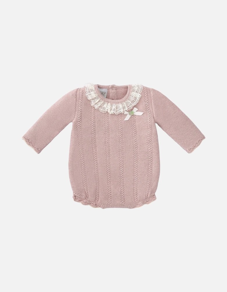 Paz Rodriguez Baby girl Knitted Romper Pink
