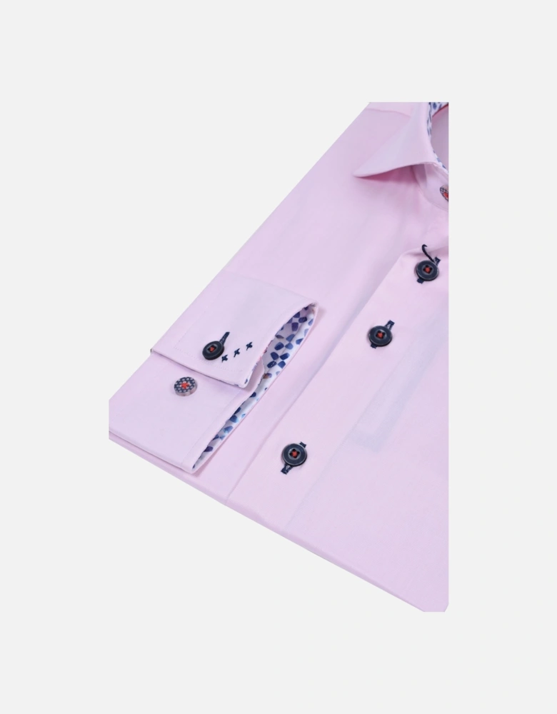 Cut Away Collar Long Sleeved Shirt Pink