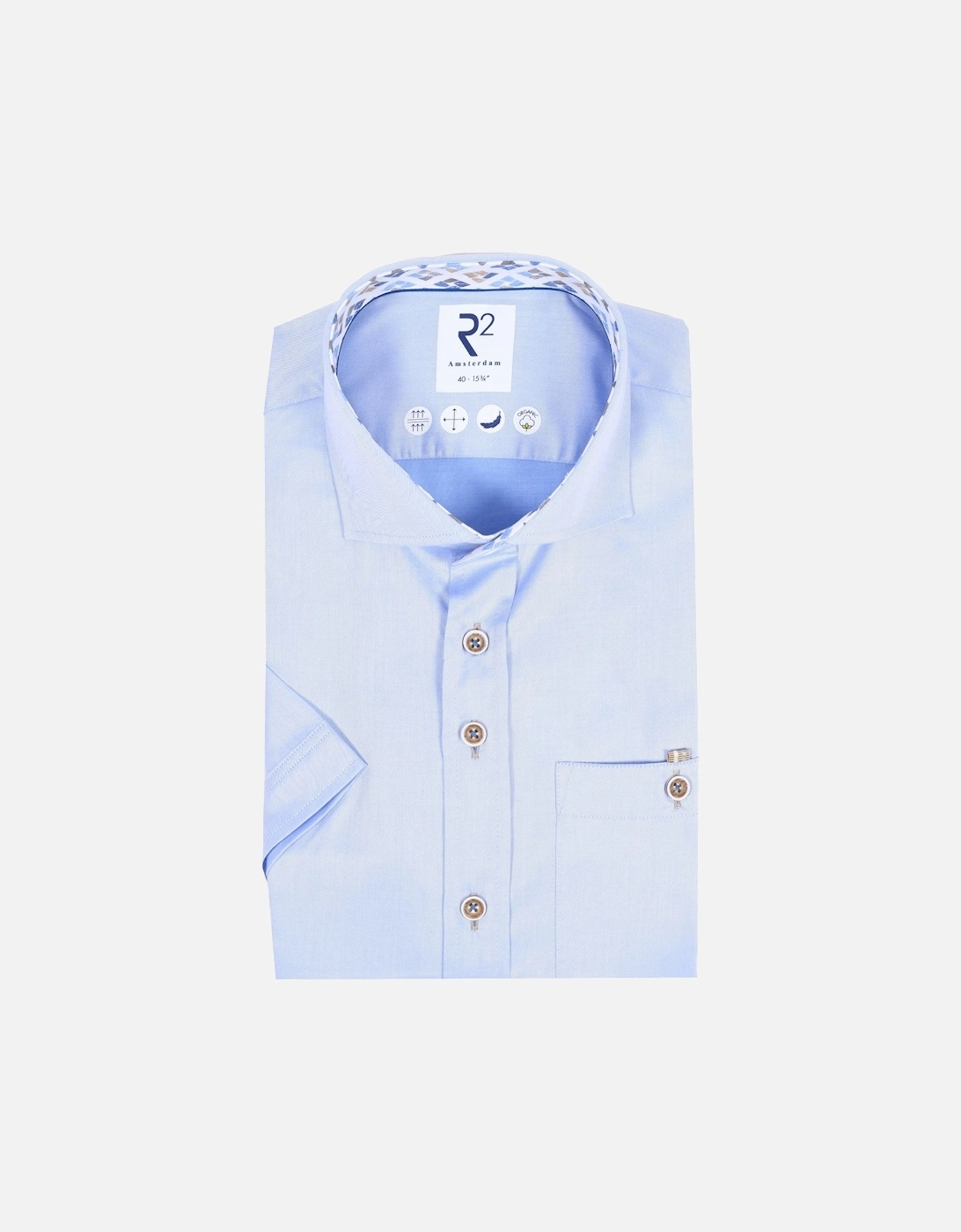 Cut Away Collar Short Sleeved Shirt Light Blue, 5 of 4