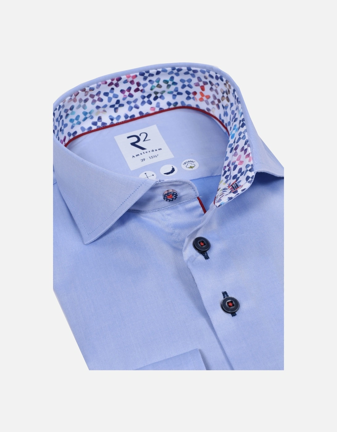 Cut Away Collar Long Sleeved Shirt Light Blue