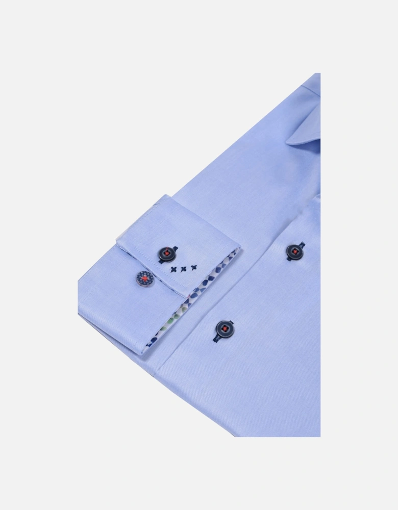 Cut Away Collar Long Sleeved Shirt Light Blue