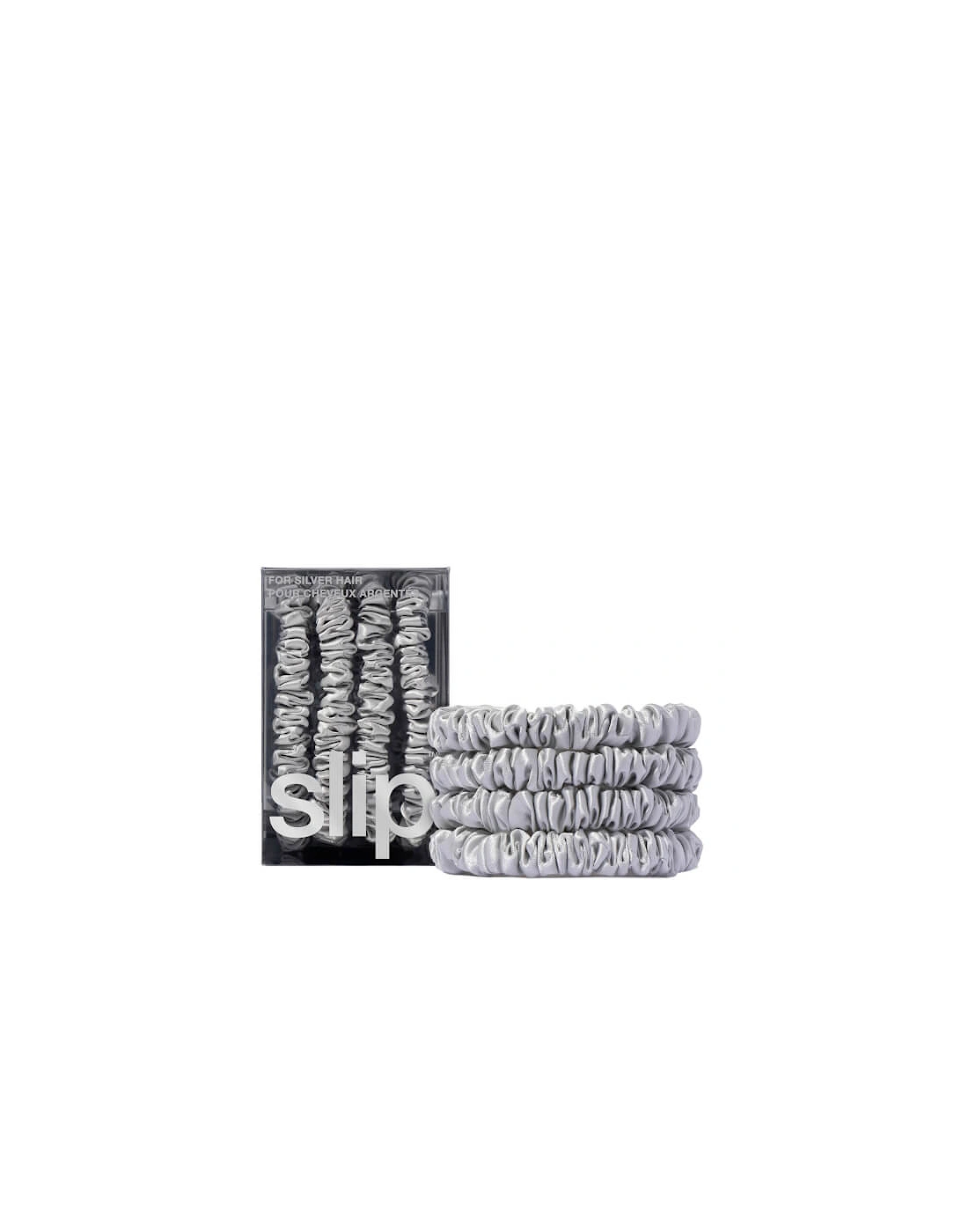 Pure Silk Skinny Scrunchies - Silver, 2 of 1