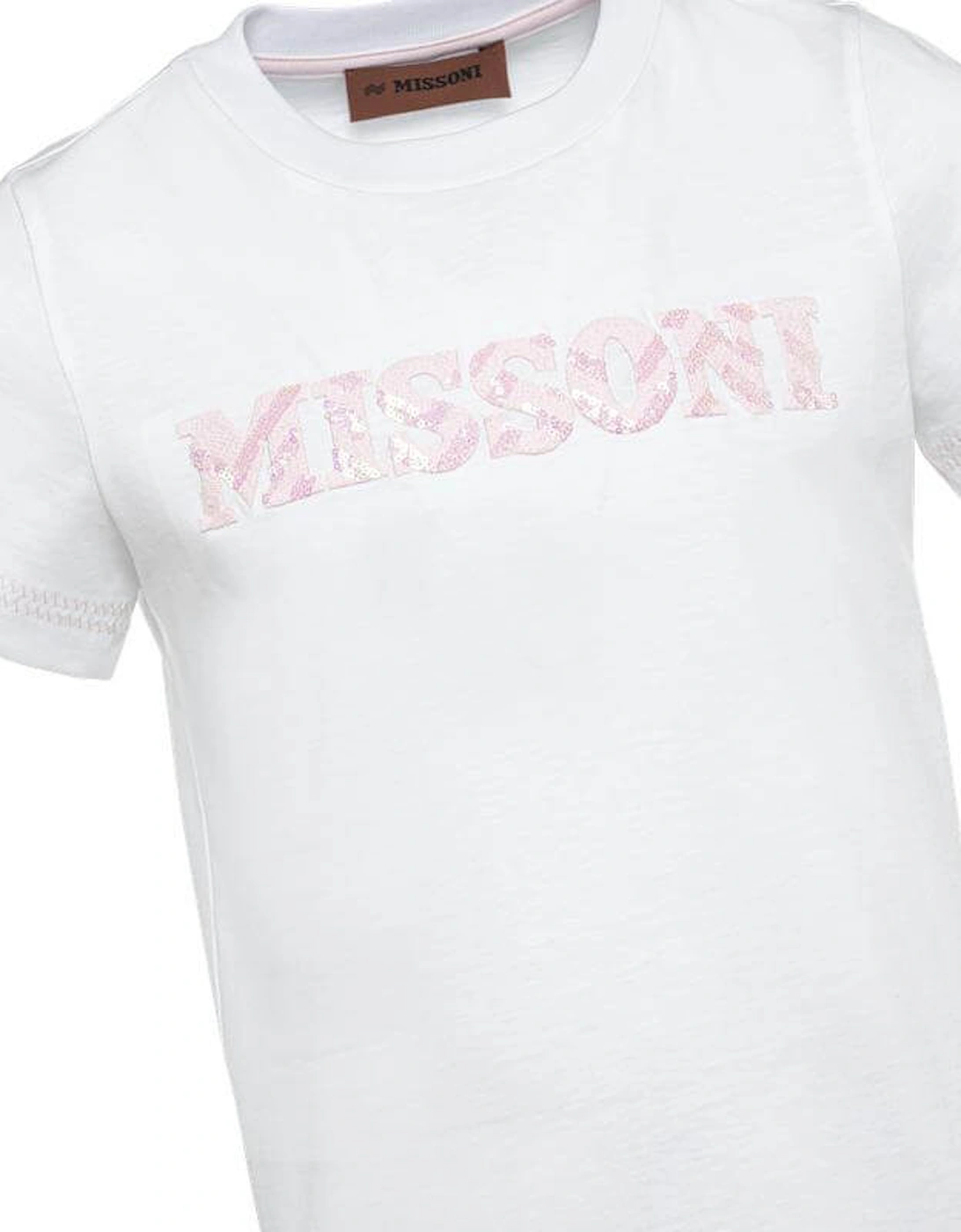 Girls White Sequin Logo T-Shirt