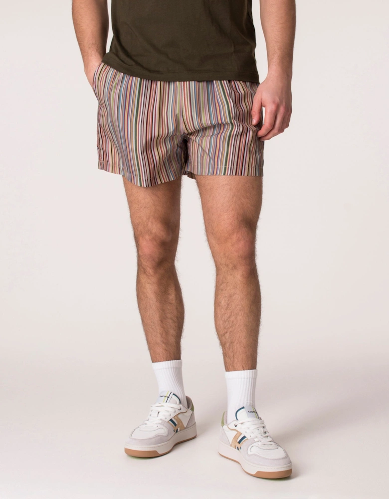 Regular Fit Signature Stripe Print Swim Shorts