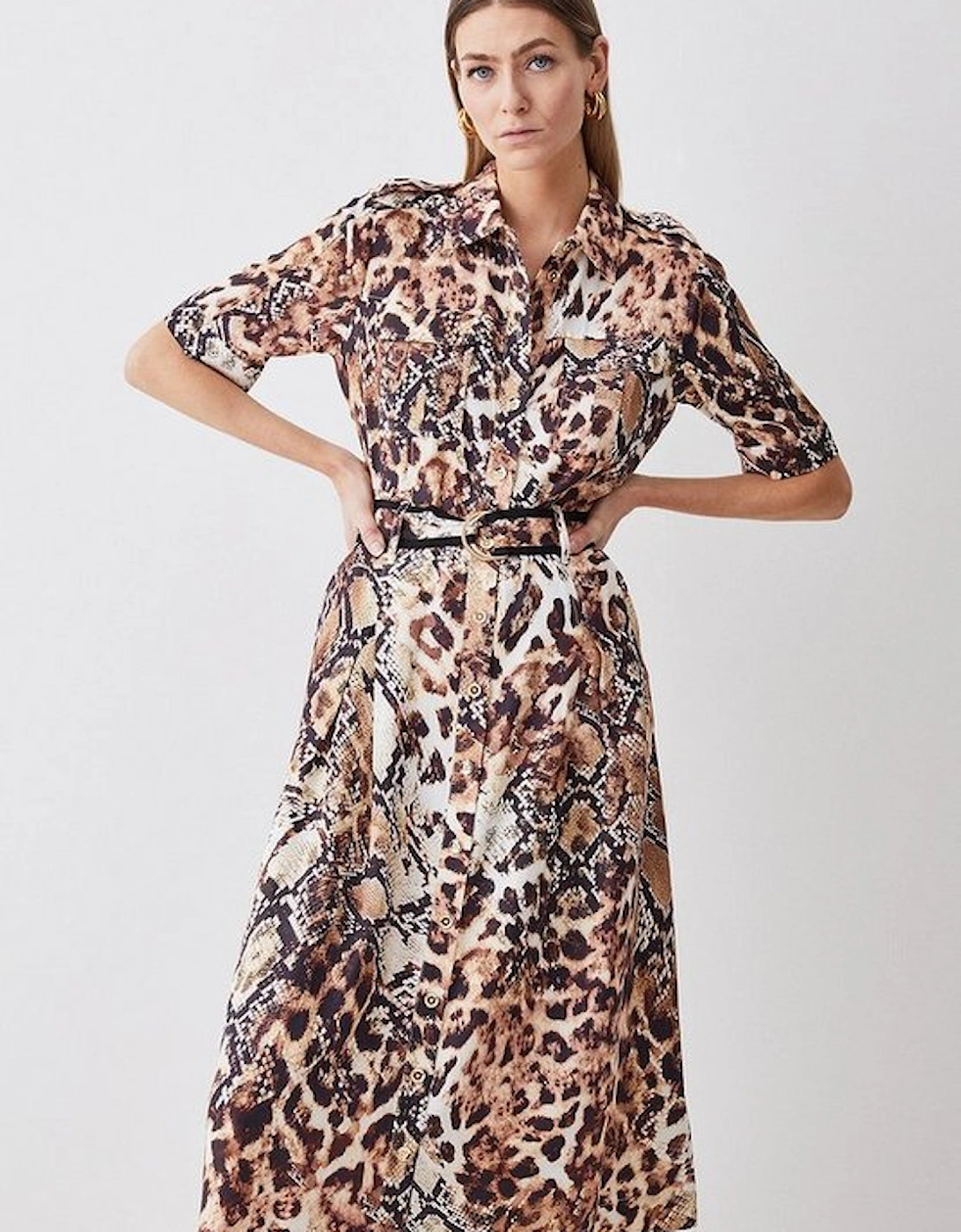 Animal Print Premium Linen Woven Shirt Dress, 5 of 4