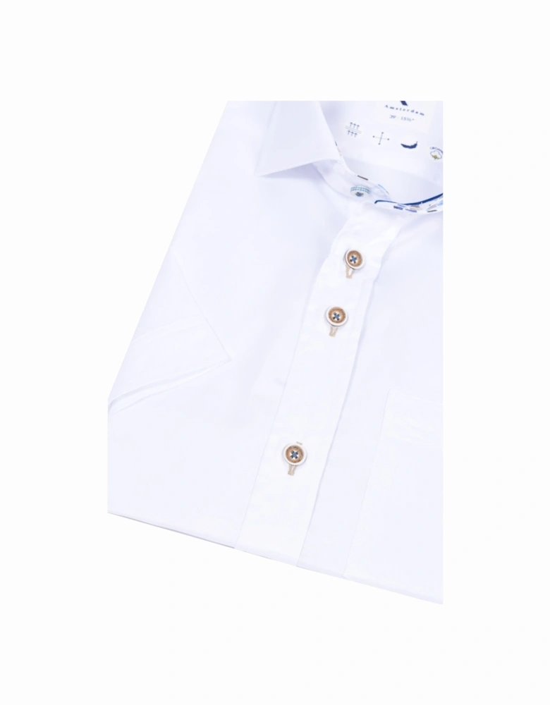Cut Away Collar Short Sleeved Shirt White