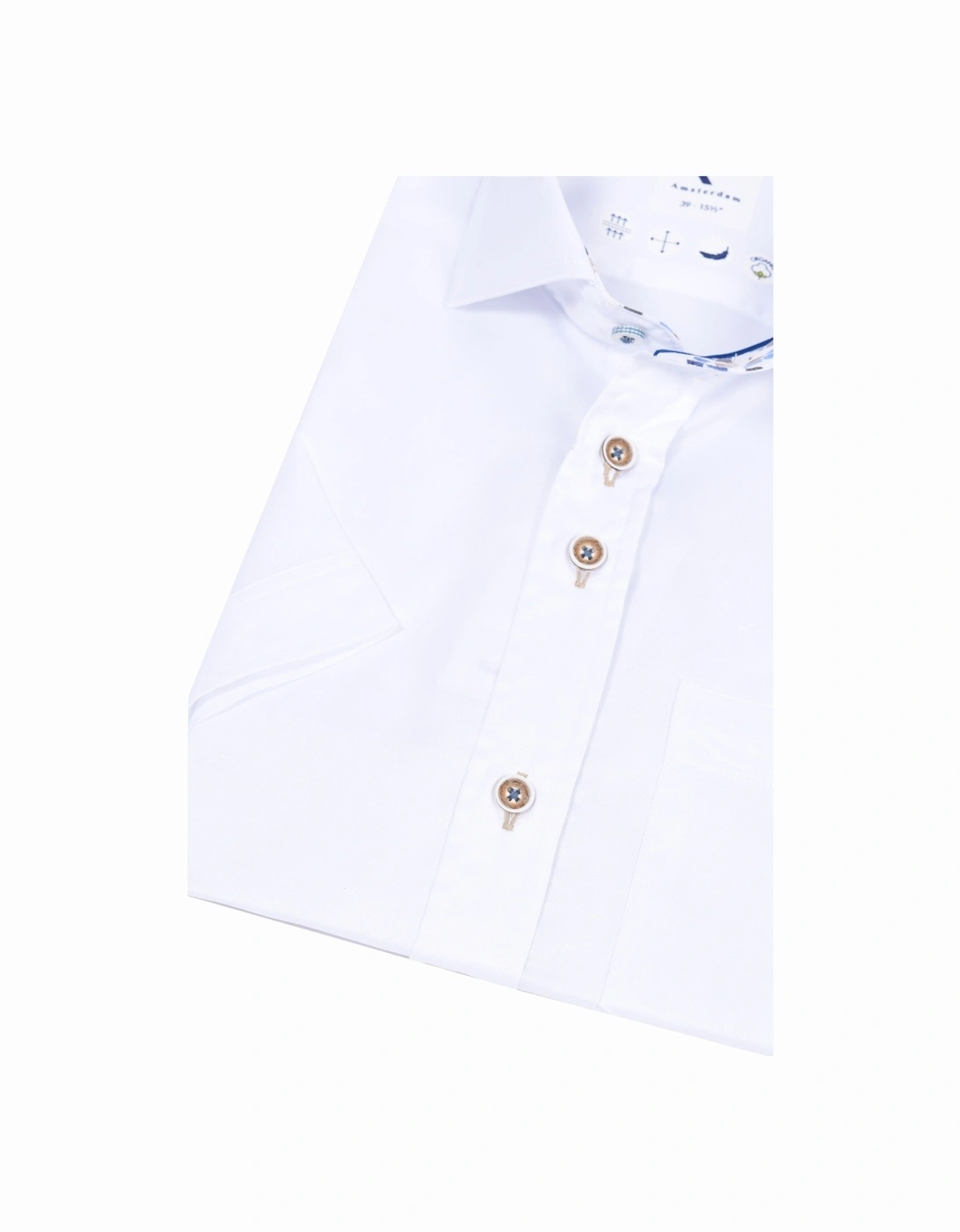 Cut Away Collar Short Sleeved Shirt White
