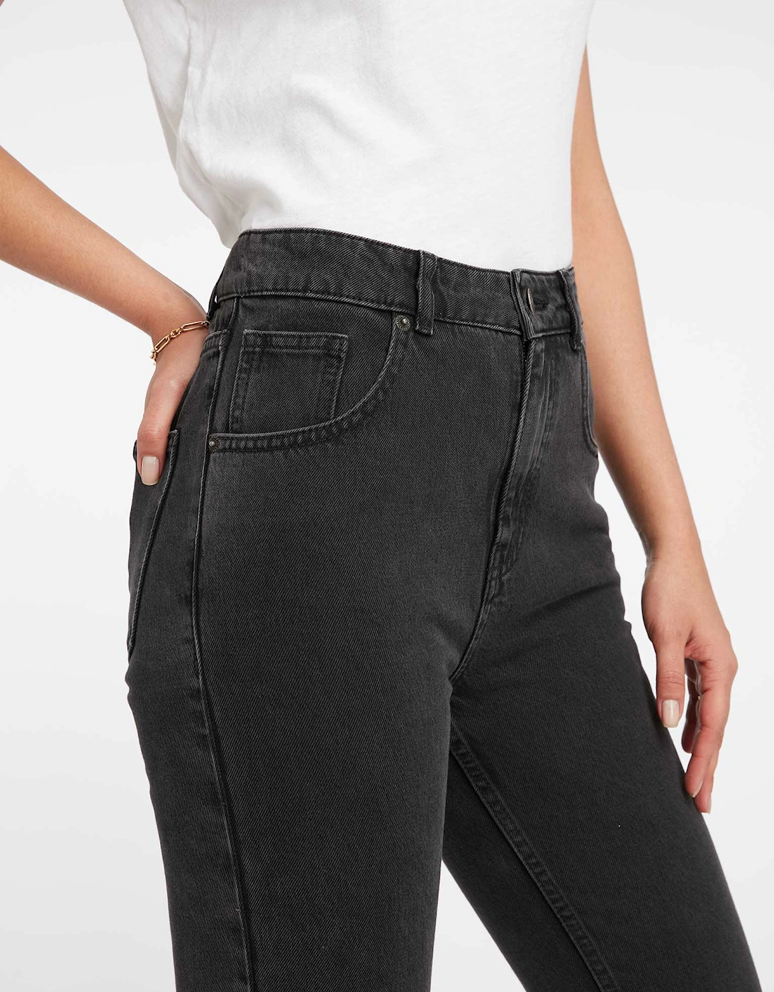 Marta High Rise Straight Jeans in Grey