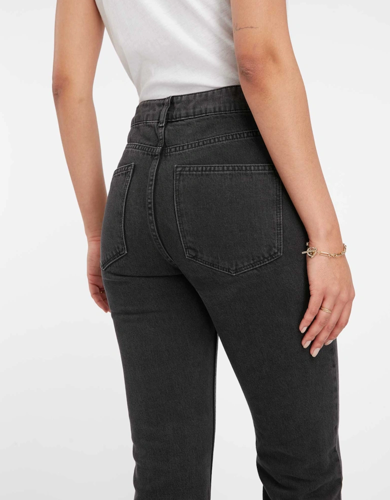 Marta High Rise Straight Jeans in Grey