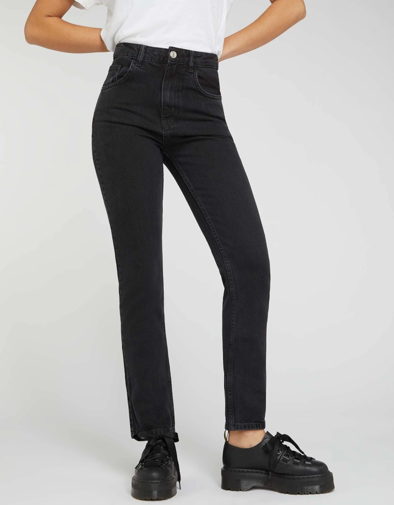 Marta High Rise Straight Jeans in Black