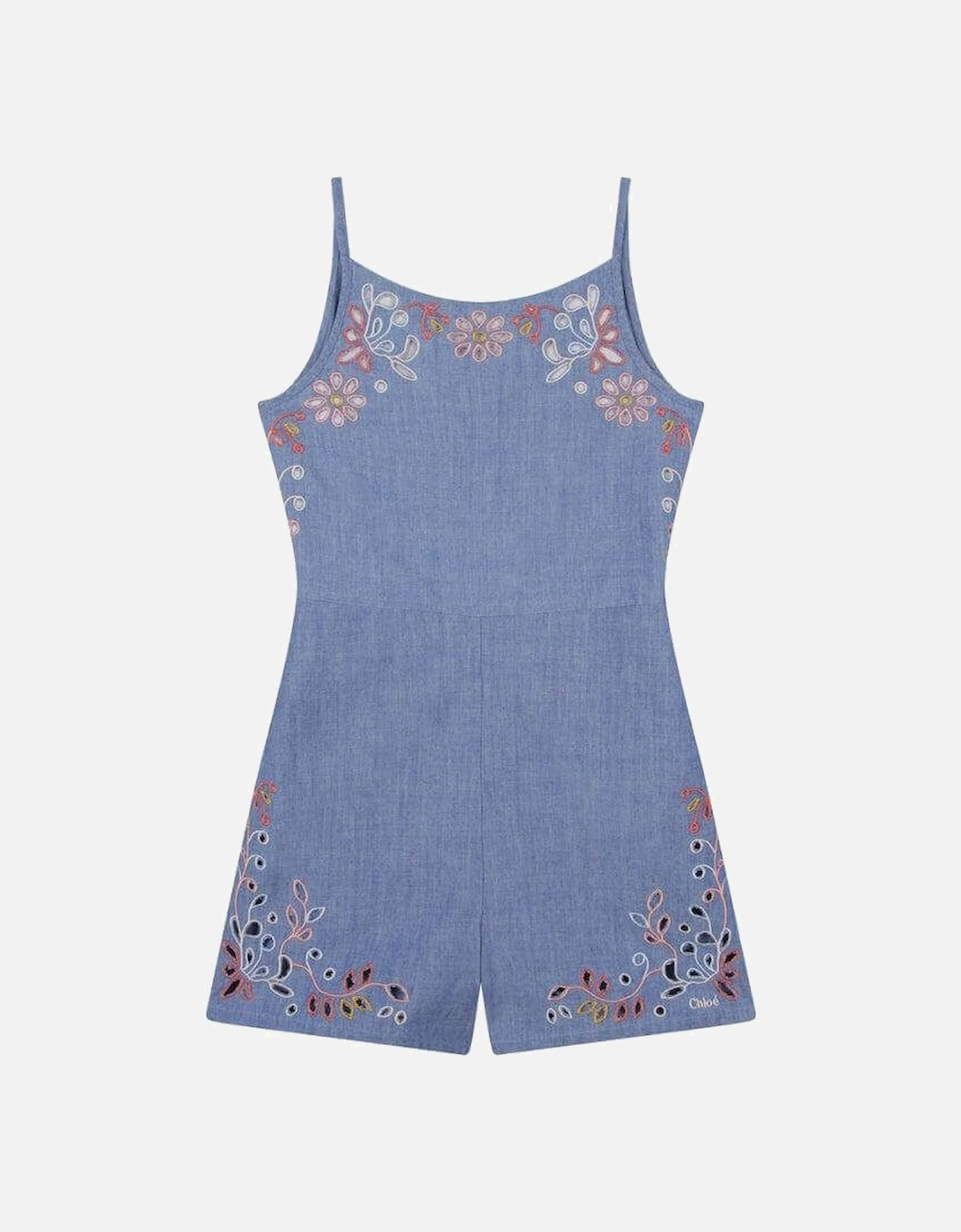 Girls Blue Cotton Playsuit, 4 of 3