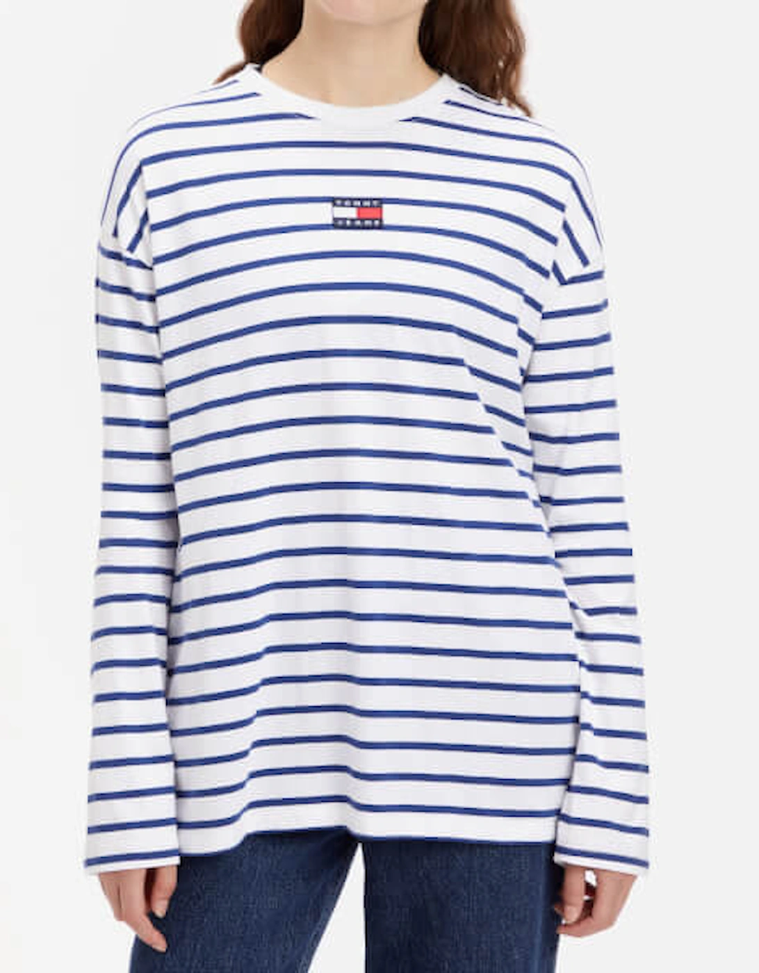 Over Badge Striped Cotton-Jersey Top, 2 of 1