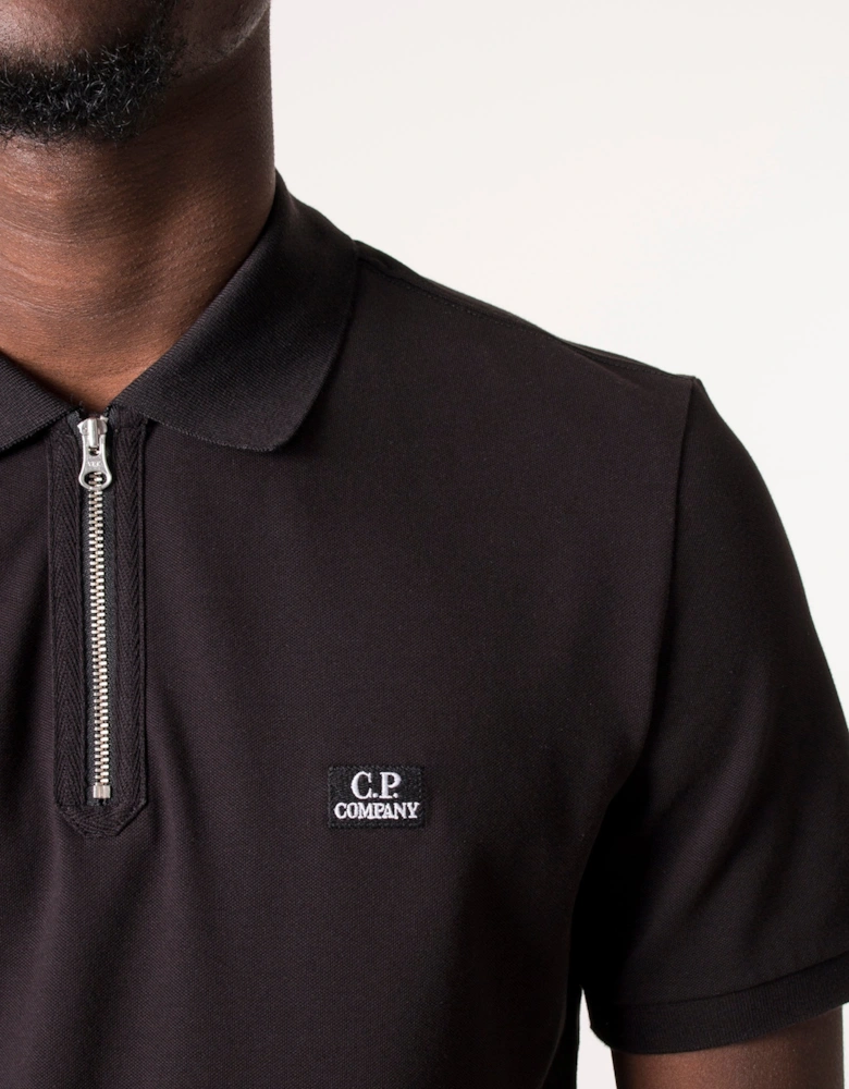Slim Fit Quarter Zip Stretch Pique Polo Shirt