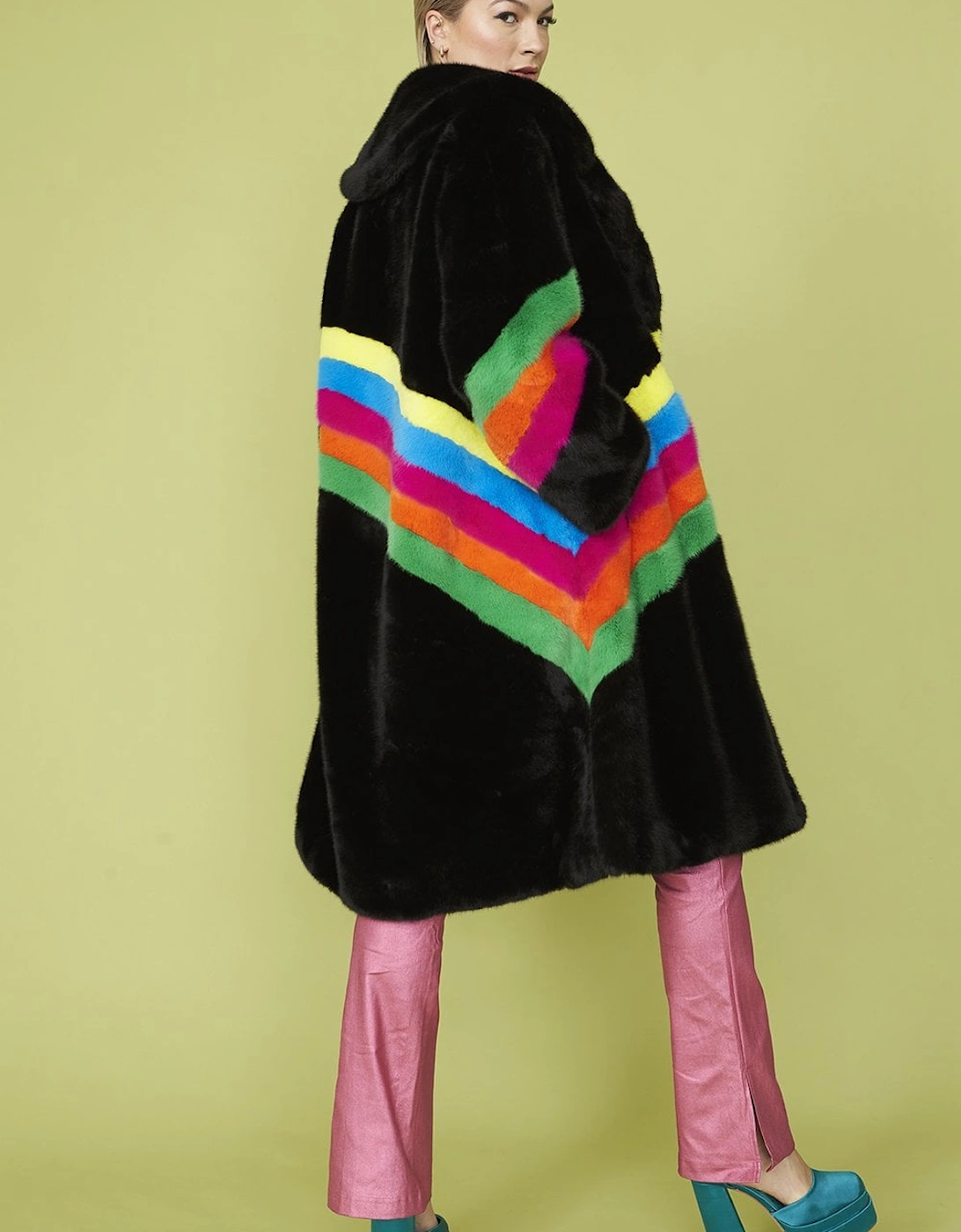 Handmade Eco Faux Fur Rainbow Coat, 4 of 3