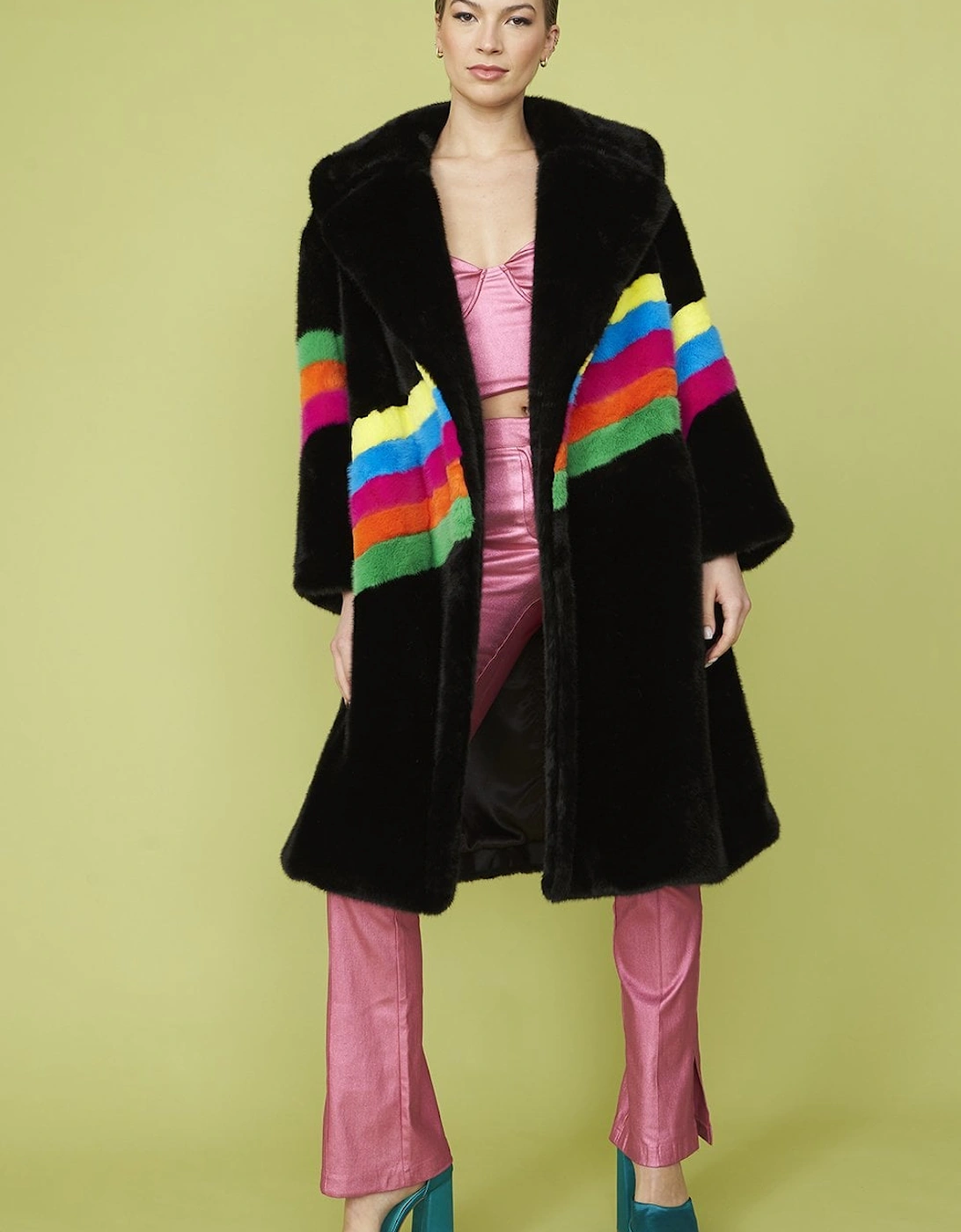 Handmade Eco Faux Fur Rainbow Coat