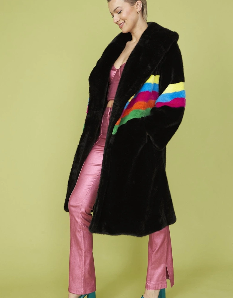 Handmade Eco Faux Fur Rainbow Coat