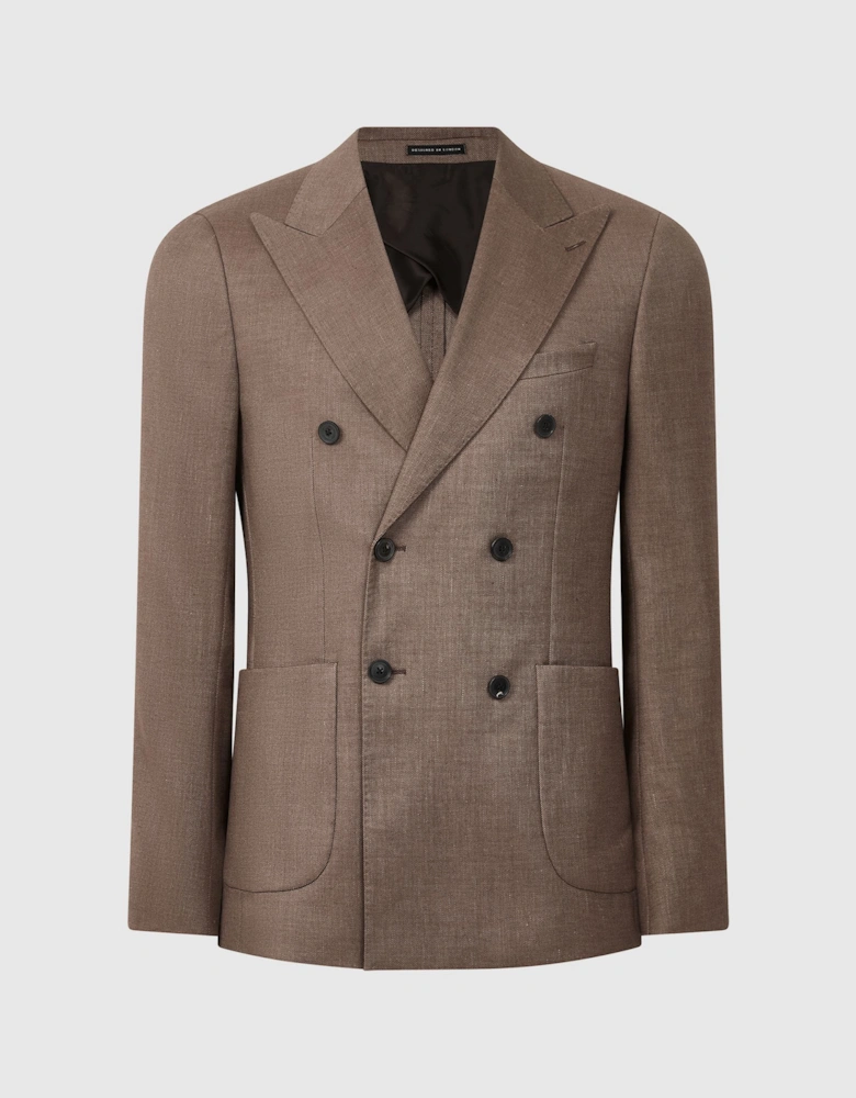 Slim Fit Double Breasted Twill Blazer