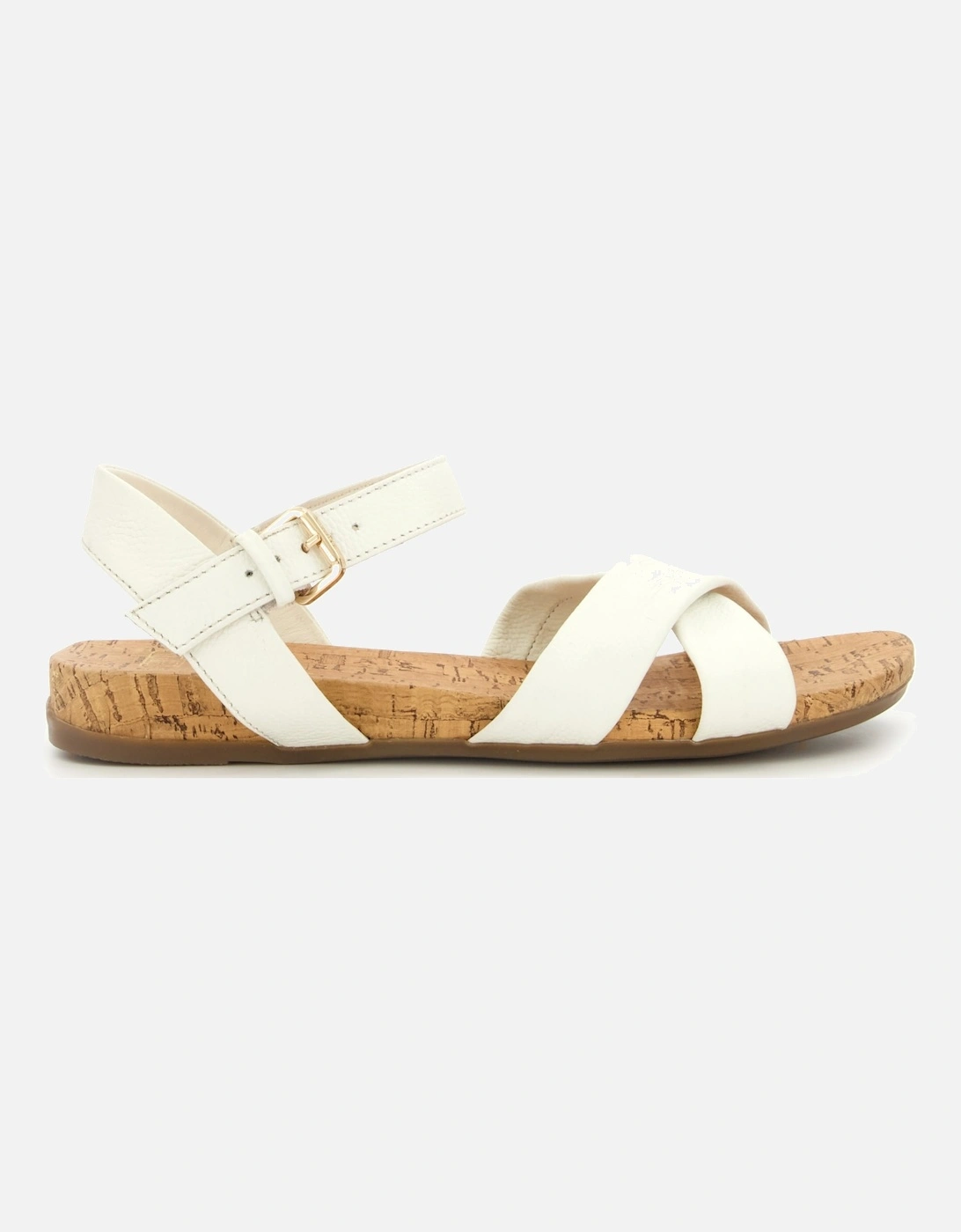 Ladies Lorrie - Corkscrew-Footbed Cross-Strap Flat Sandals