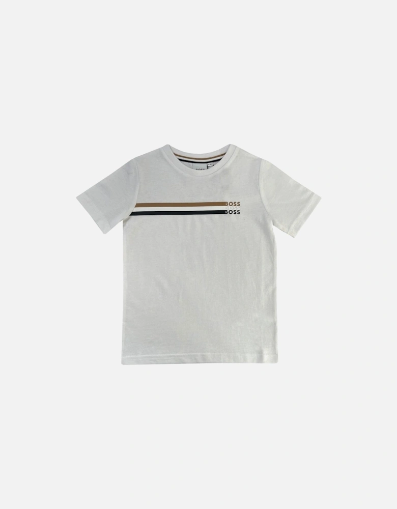 Boy's White Print T-shirt