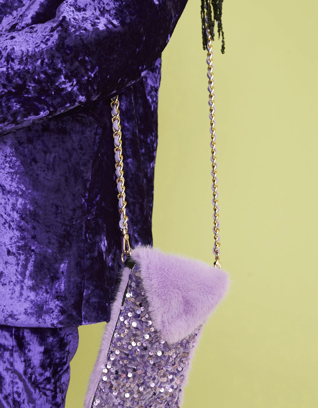 Purple Sequin and Faux Fur Phone Holder