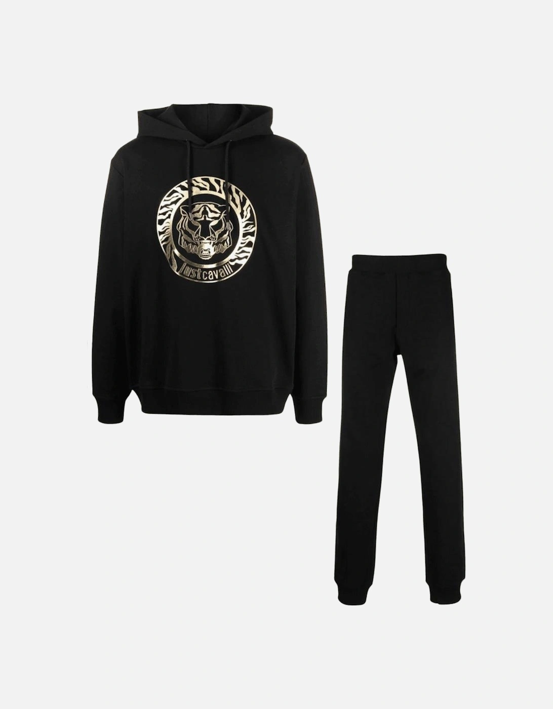 Cotton Tiger Logo Black/Gold Pullover Hooded Tracksuit, 7 of 6