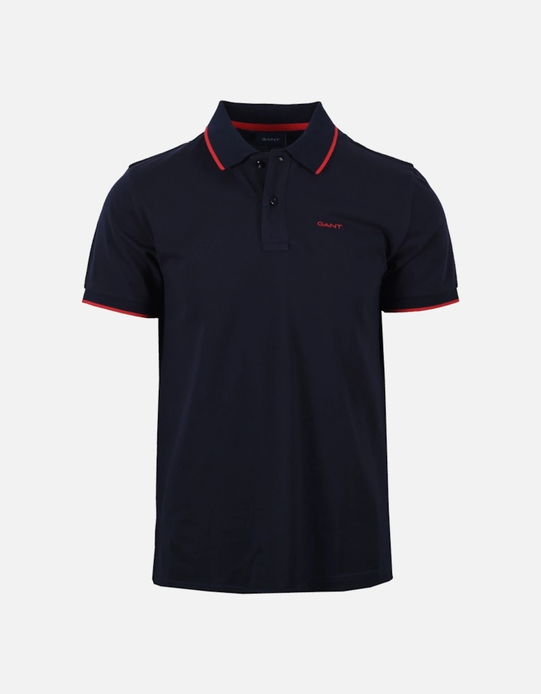 Contrast Tipping Polo Shirt Evening Blue