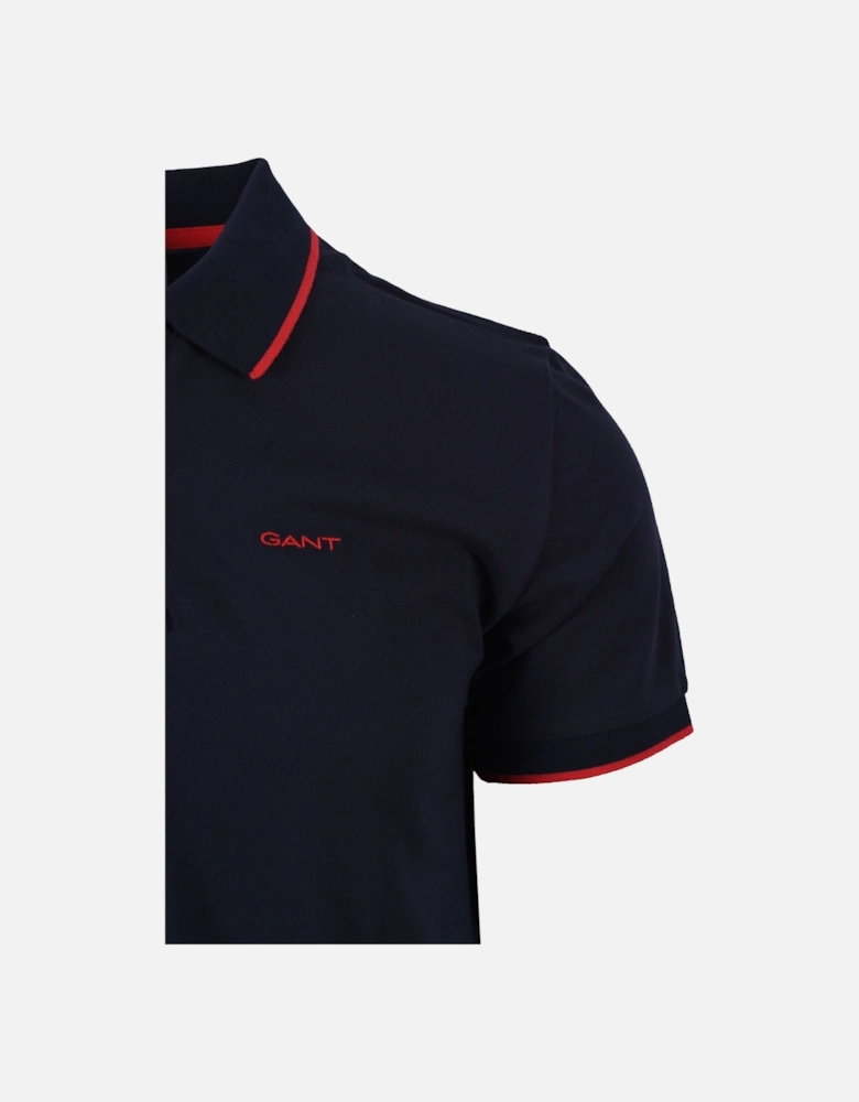 Contrast Tipping Polo Shirt Evening Blue