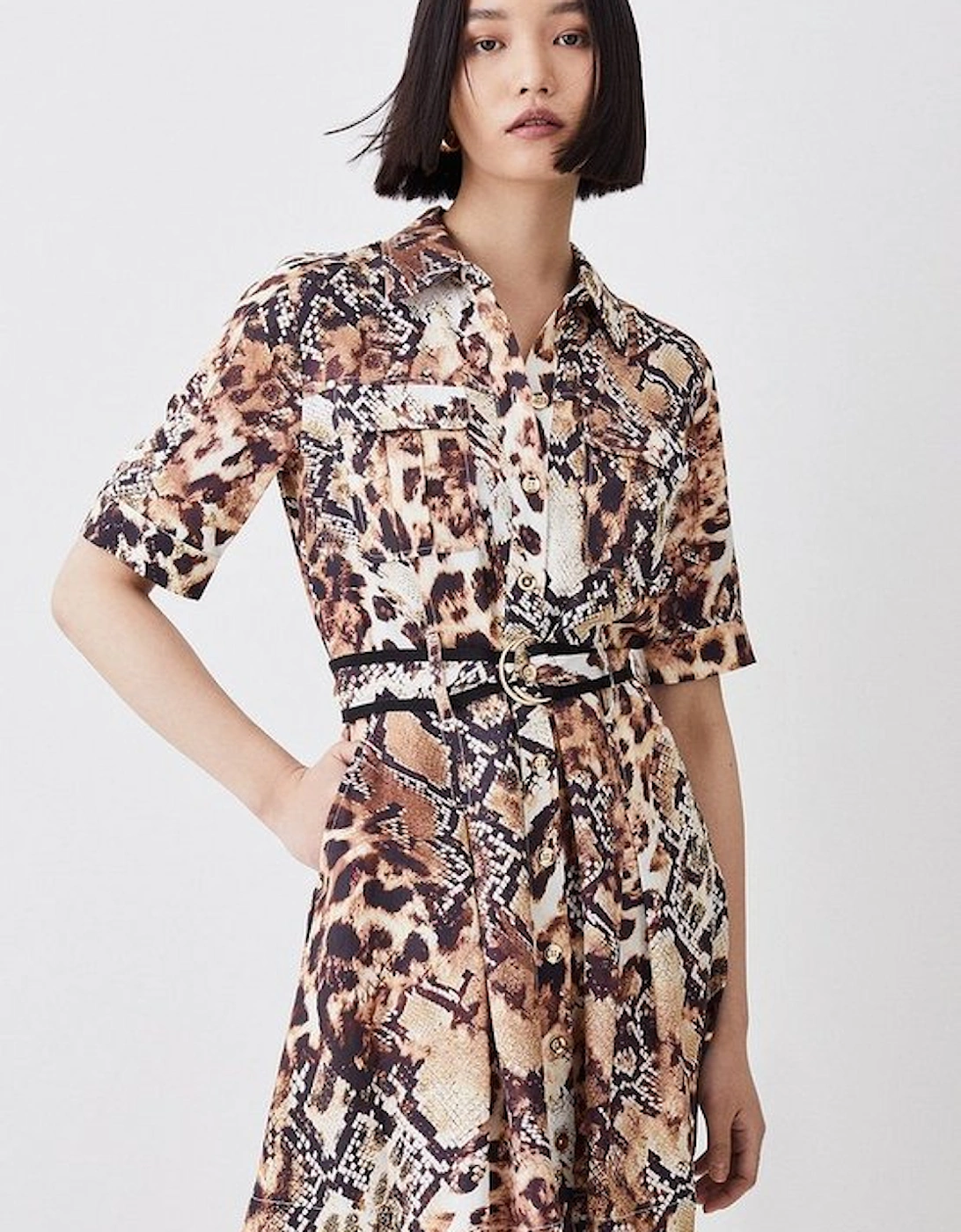 Animal Print Premium Linen Mini Shirt Dress, 5 of 4