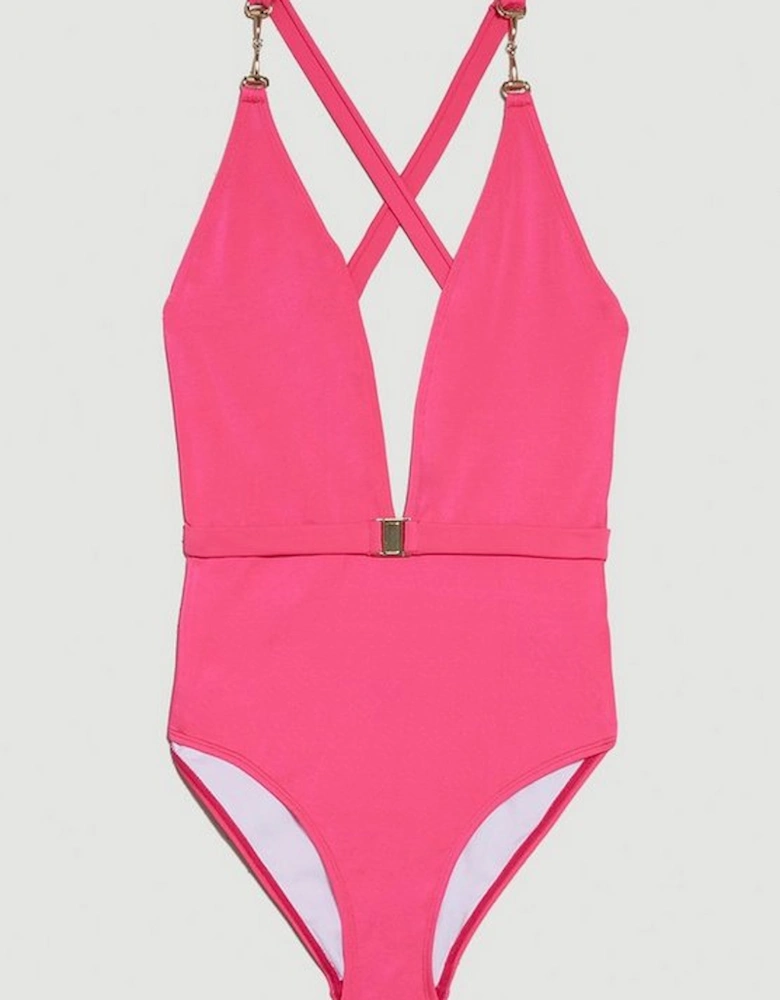 Plunge Belt Trim Detail Swimsuit