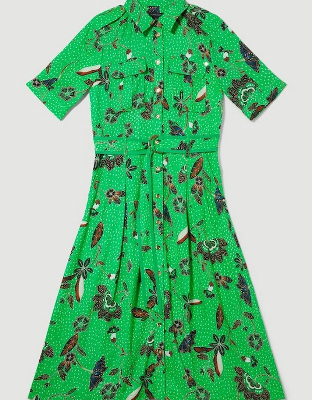 Floral Batik Premium Linen Woven Shirt Dress