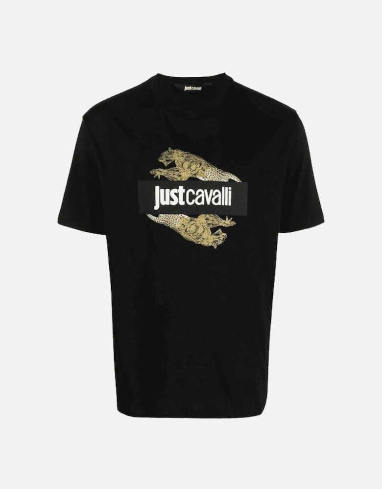 Cotton Leopard Logo Black T-Shirt