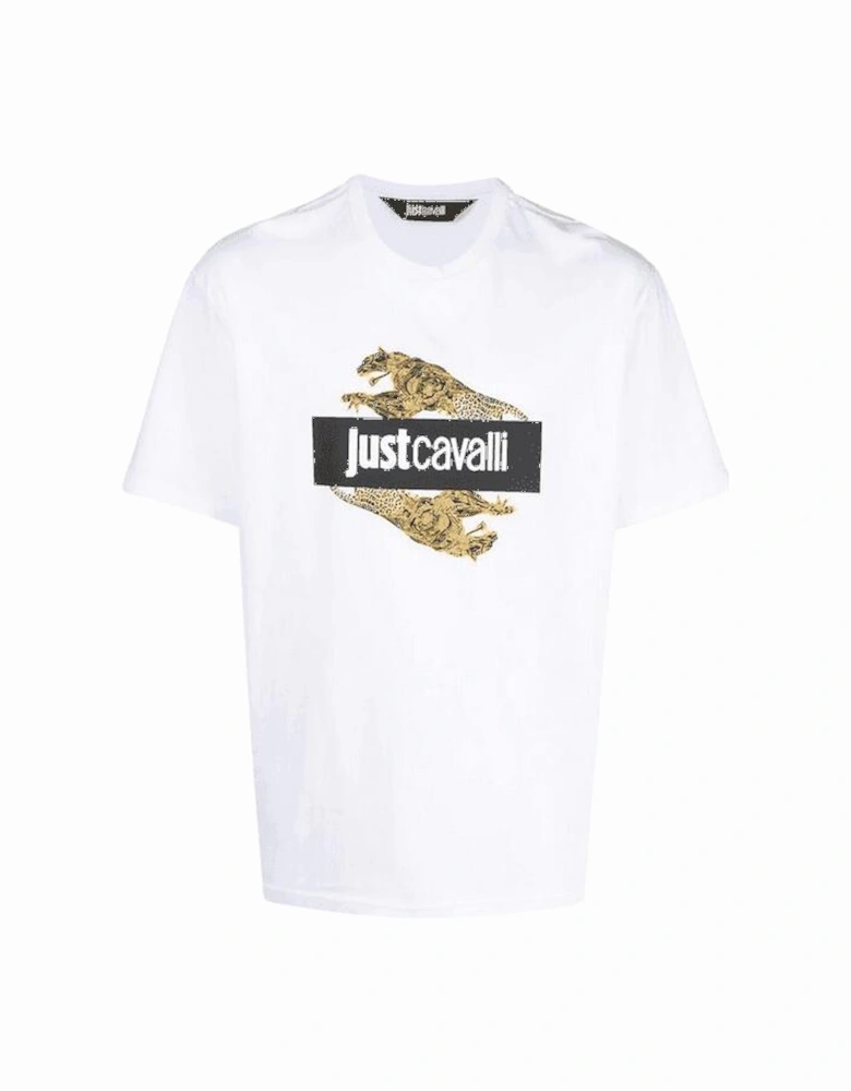 Cotton Leopard Logo White T-Shirt