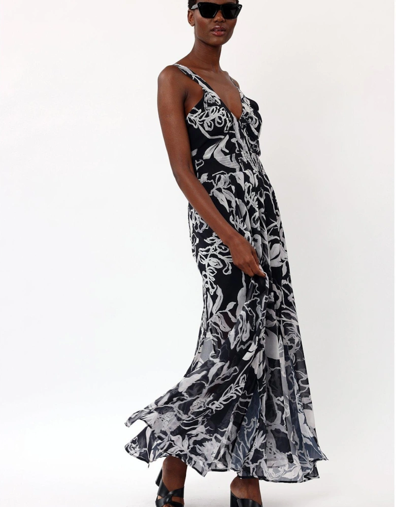 Printed Maxi Dress - Black