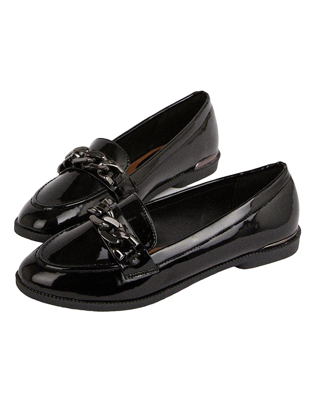 Womens/Ladies Leila Chain Patent PU Loafers, 5 of 4